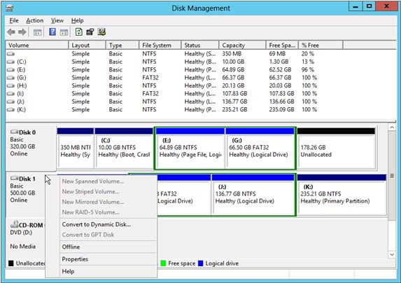 Convert MBR disk to GPT disk with server partition manager