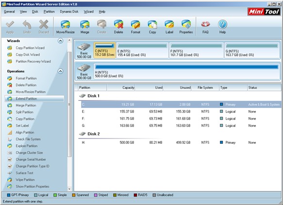volume manager windows 2003 server