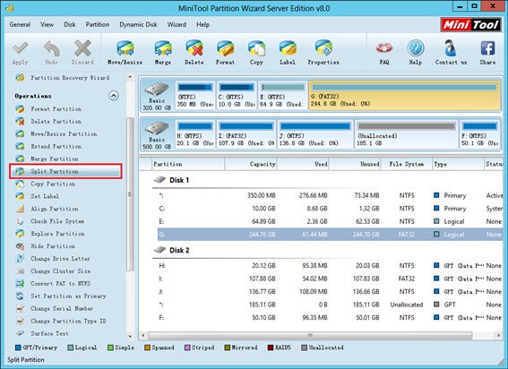 Split partition for Windows Server 2012