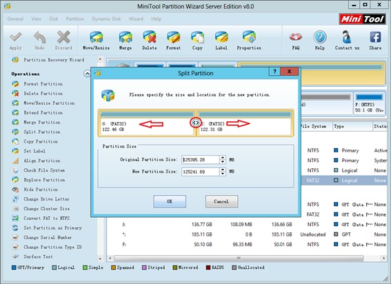 Split partition for Windows Server 201201