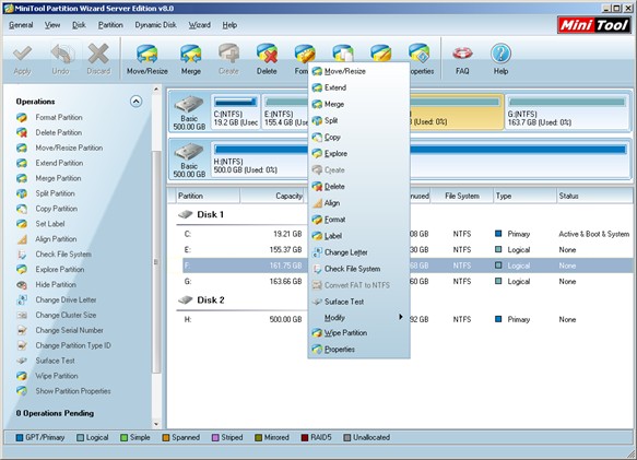 Windows 2003 partition manager