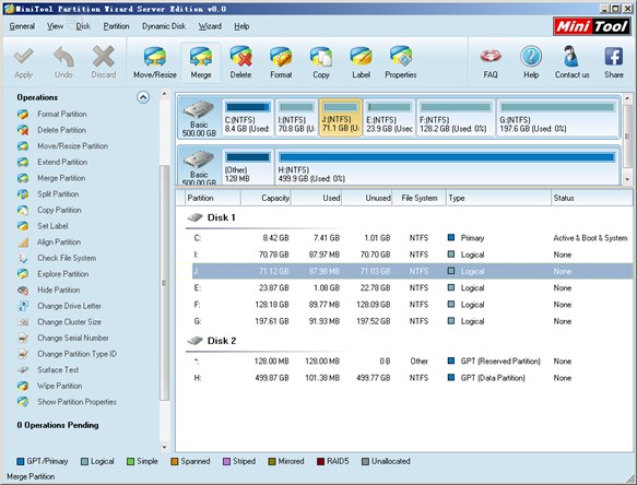 Windows Server 2008 merge partitions