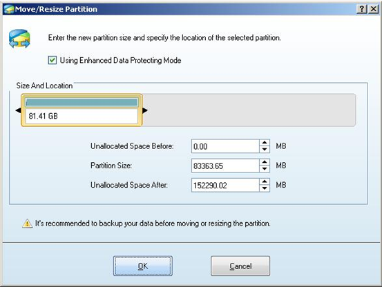 server-management-software-resize-partition-interface