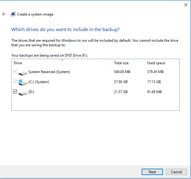 determine drives in the backup