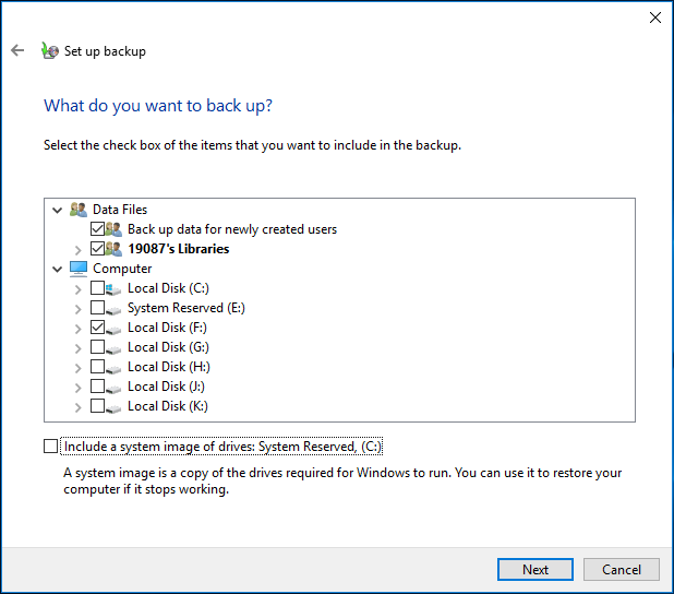 select backup disk 