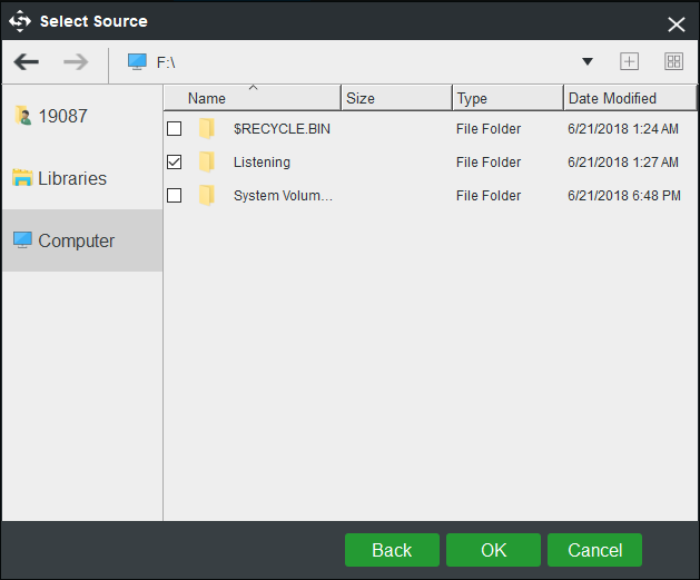 select source files
