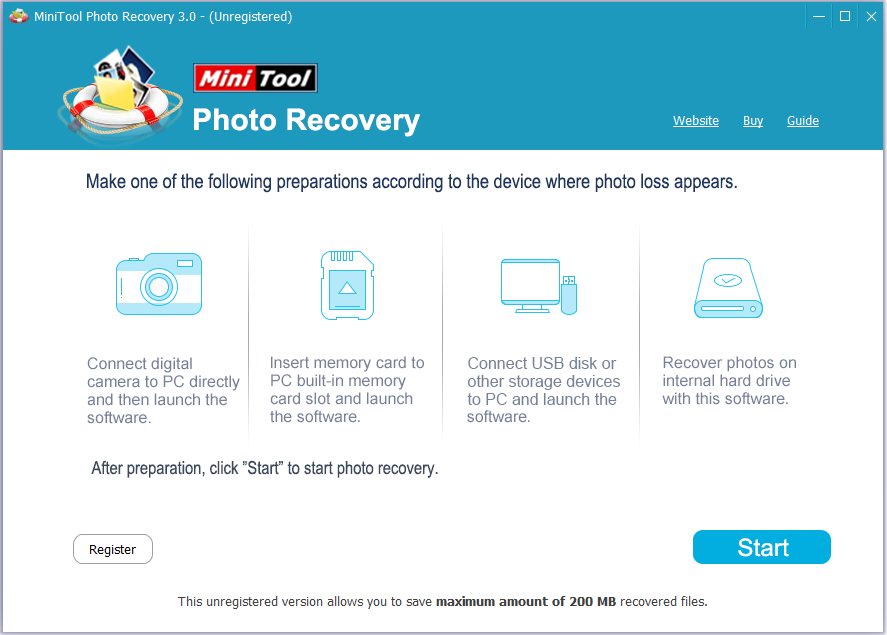 the interface of MiniTool Photo Recovery