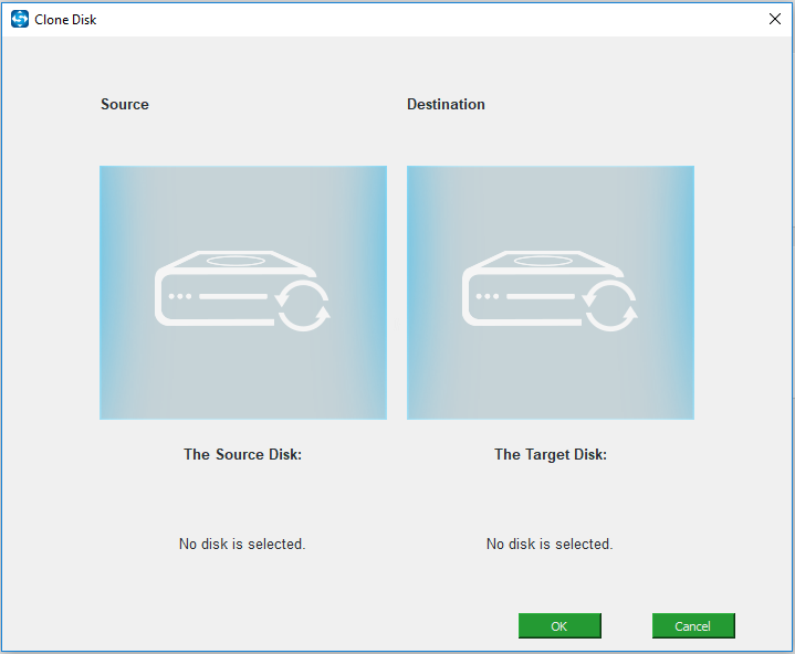 select source disk and target disk