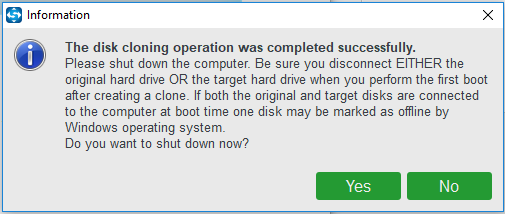 click Yes to finish this operation