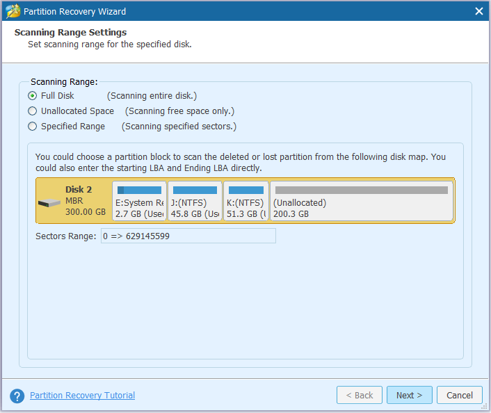 select scanning range setting
