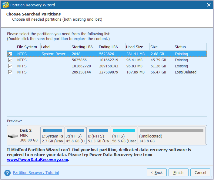 select all needed partitions including existing and lost partitions
