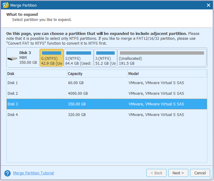 choose a disk needs expanding