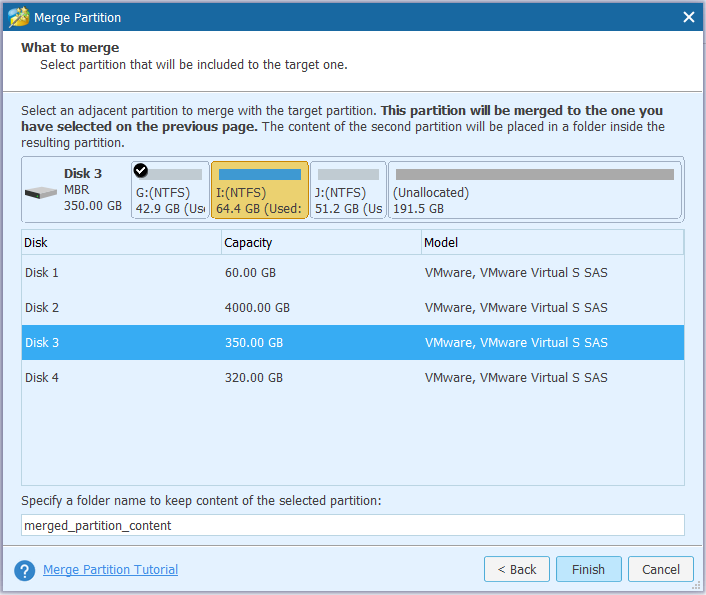 select a partition that will be merged to the target partition
