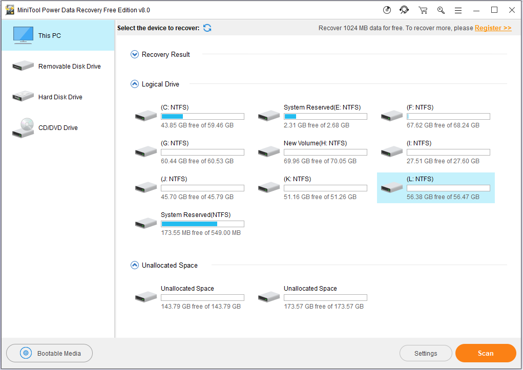 select a formatted hard drive from This PC