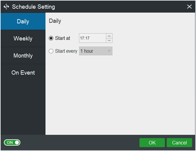 the interface of Daily schedule